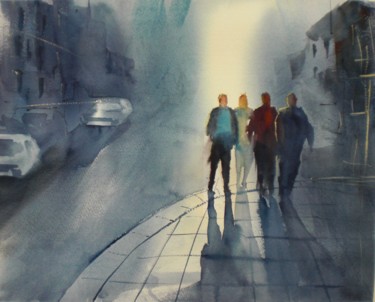 Painting titled "an imaginary city 5" by Giorgio Gosti, Original Artwork, Watercolor