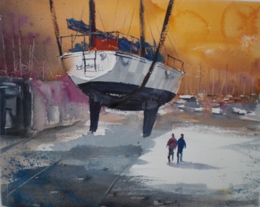 Картина под названием "shipyard 4" - Giorgio Gosti, Подлинное произведение искусства, Акварель