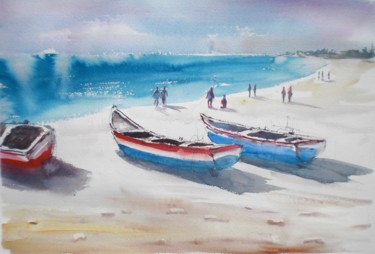 Painting titled "boats 5" by Giorgio Gosti, Original Artwork, Watercolor