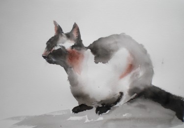 Картина под названием "cat" - Giorgio Gosti, Подлинное произведение искусства, Акварель