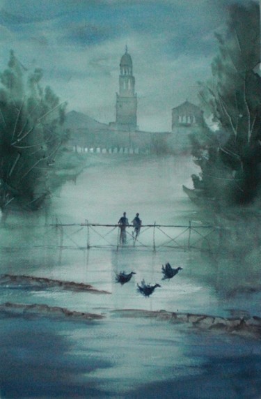 Malerei mit dem Titel "in the mist" von Giorgio Gosti, Original-Kunstwerk, Aquarell