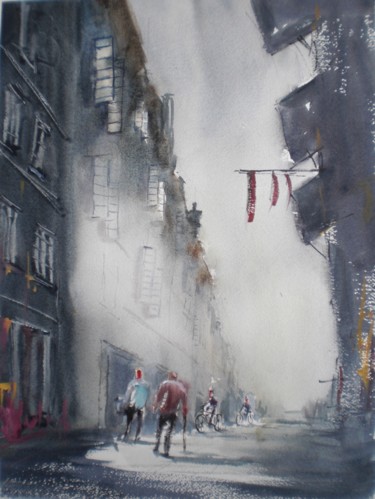 Painting titled "an imaginary city 8" by Giorgio Gosti, Original Artwork, Watercolor