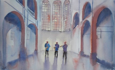 Painting titled "band in the church" by Giorgio Gosti, Original Artwork, Watercolor