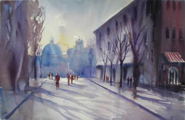 Painting titled "an imaginary city 10" by Giorgio Gosti, Original Artwork, Watercolor