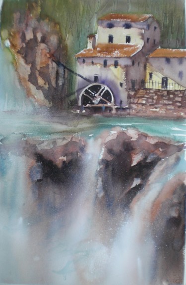 Painting titled "mill" by Giorgio Gosti, Original Artwork, Watercolor