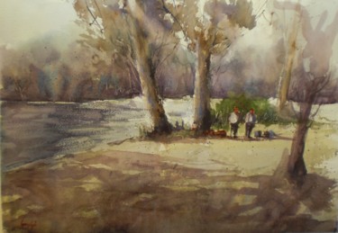 Painting titled "In the wood" by Giorgio Gosti, Original Artwork, Watercolor
