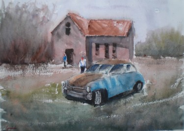 Картина под названием "old car 2" - Giorgio Gosti, Подлинное произведение искусства, Акварель
