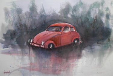 Painting titled "beetle car 2" by Giorgio Gosti, Original Artwork, Watercolor