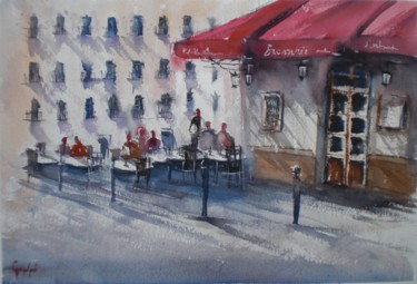 Peinture intitulée "Parisian cafè 4" par Giorgio Gosti, Œuvre d'art originale, Aquarelle