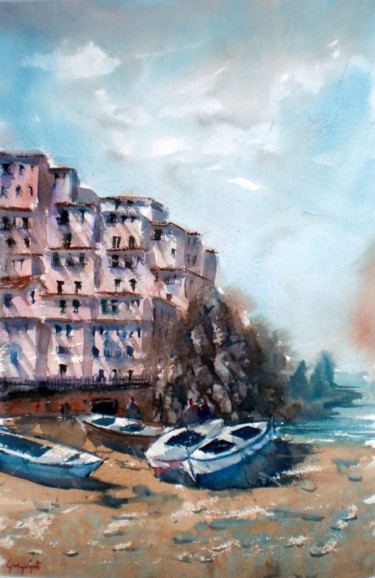 Painting titled "boats 11" by Giorgio Gosti, Original Artwork, Watercolor