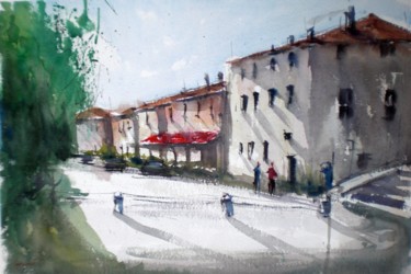 Schilderij getiteld "Triuggio village" door Giorgio Gosti, Origineel Kunstwerk, Aquarel
