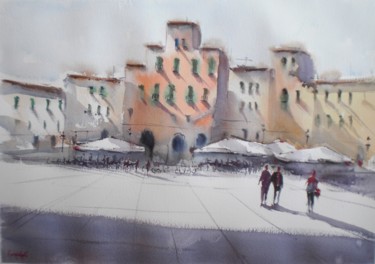 Картина под названием "Anfiteatro square -…" - Giorgio Gosti, Подлинное произведение искусства, Акварель