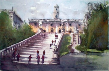 Peinture intitulée "Campidoglio - Rome 2" par Giorgio Gosti, Œuvre d'art originale, Aquarelle