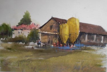 Pintura intitulada "silos" por Giorgio Gosti, Obras de arte originais, Aquarela