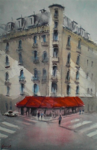 Peinture intitulée "Parisian cafè 5" par Giorgio Gosti, Œuvre d'art originale, Aquarelle