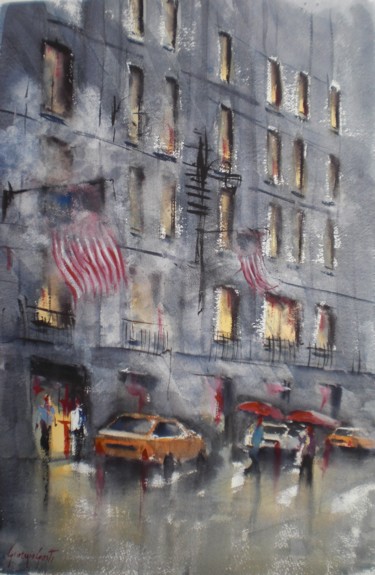 Peinture intitulée "New York New York 3" par Giorgio Gosti, Œuvre d'art originale, Aquarelle