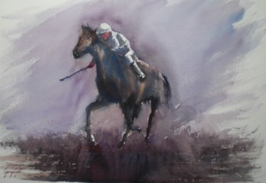 Painting titled "the horse race 6" by Giorgio Gosti, Original Artwork, Watercolor