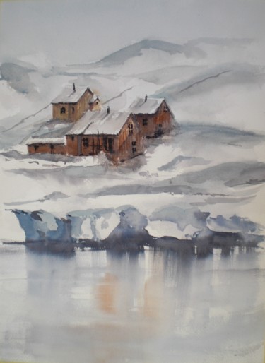 Painting titled "in the snow" by Giorgio Gosti, Original Artwork, Watercolor