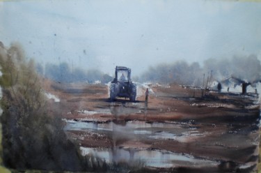 Painting titled "the tractor 4" by Giorgio Gosti, Original Artwork, Watercolor