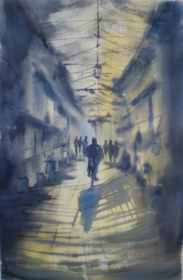 Malerei mit dem Titel "Marrakech' souk" von Giorgio Gosti, Original-Kunstwerk, Aquarell