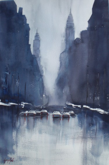 Peinture intitulée "New York New York 4" par Giorgio Gosti, Œuvre d'art originale, Aquarelle