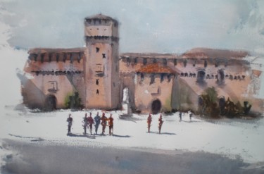 Peinture intitulée "Sforzesco castle -…" par Giorgio Gosti, Œuvre d'art originale, Aquarelle