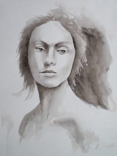 Malerei mit dem Titel "portrait of a young…" von Giorgio Gosti, Original-Kunstwerk, Aquarell