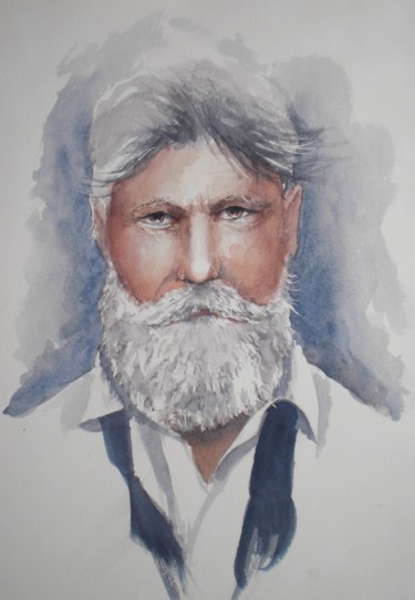 Painting titled "portrait of a beard…" by Giorgio Gosti, Original Artwork, Watercolor