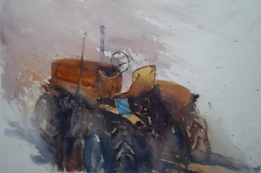 Painting titled "the tractor 5" by Giorgio Gosti, Original Artwork, Watercolor