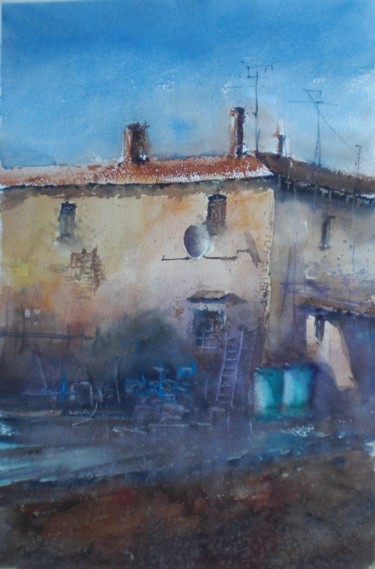 Painting titled "country house" by Giorgio Gosti, Original Artwork, Watercolor
