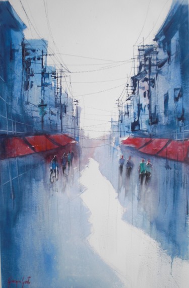 Painting titled "an imaginary city 16" by Giorgio Gosti, Original Artwork, Watercolor