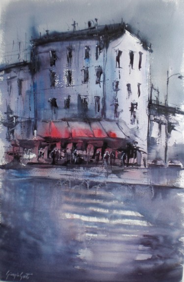 Peinture intitulée "Parisian cafè 6" par Giorgio Gosti, Œuvre d'art originale, Aquarelle