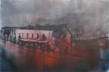 Painting titled "an imaginary city 18" by Giorgio Gosti, Original Artwork, Watercolor