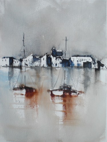 Painting titled "boats 17" by Giorgio Gosti, Original Artwork, Watercolor