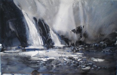 Painting titled "waterfall 2" by Giorgio Gosti, Original Artwork, Watercolor