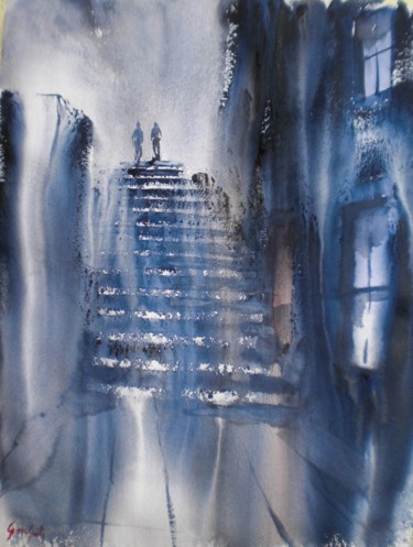 Peinture intitulée "stairs 3" par Giorgio Gosti, Œuvre d'art originale, Aquarelle