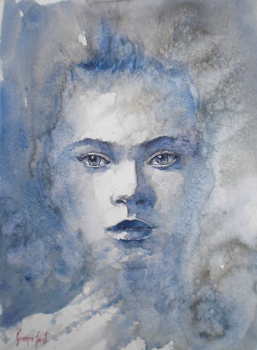 Painting titled "young girl" by Giorgio Gosti, Original Artwork, Watercolor