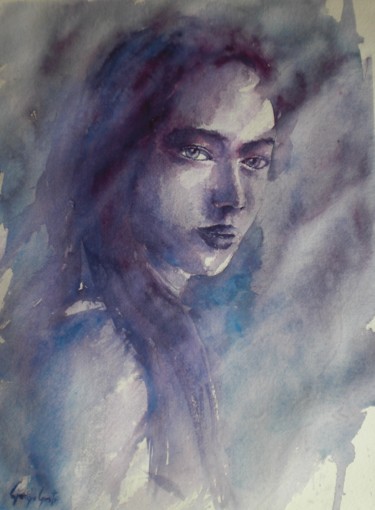 Painting titled "young girl 2" by Giorgio Gosti, Original Artwork, Watercolor