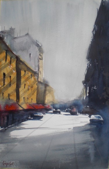 Painting titled "an imaginary city 26" by Giorgio Gosti, Original Artwork, Watercolor