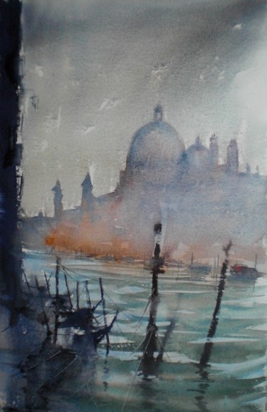 Картина под названием "Venice 74" - Giorgio Gosti, Подлинное произведение искусства, Акварель