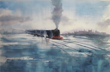 Peinture intitulée "trains 14" par Giorgio Gosti, Œuvre d'art originale, Aquarelle