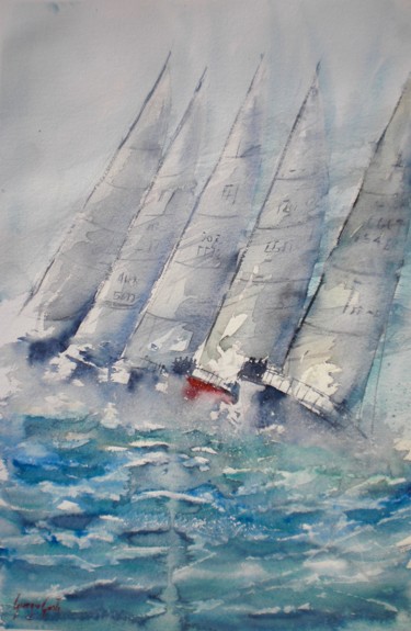 Painting titled "boats 27" by Giorgio Gosti, Original Artwork, Watercolor