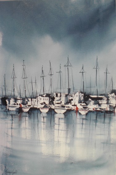 Painting titled "boats 28" by Giorgio Gosti, Original Artwork, Watercolor