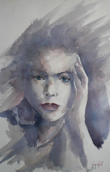 Painting titled "young girl 8" by Giorgio Gosti, Original Artwork, Watercolor