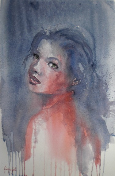 Painting titled "young girl 10" by Giorgio Gosti, Original Artwork, Watercolor