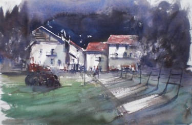 Painting titled "chalet in the mount…" by Giorgio Gosti, Original Artwork, Watercolor