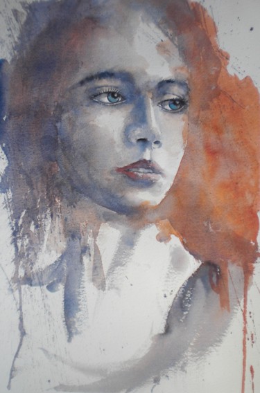 Painting titled "young girl 11" by Giorgio Gosti, Original Artwork, Watercolor
