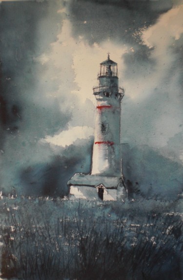 Painting titled "lighthouse 7" by Giorgio Gosti, Original Artwork, Watercolor