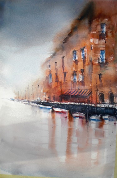 Painting titled "boats 34" by Giorgio Gosti, Original Artwork, Watercolor