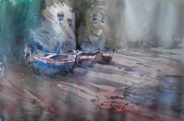 Картина под названием "boats 36" - Giorgio Gosti, Подлинное произведение искусства, Акварель
